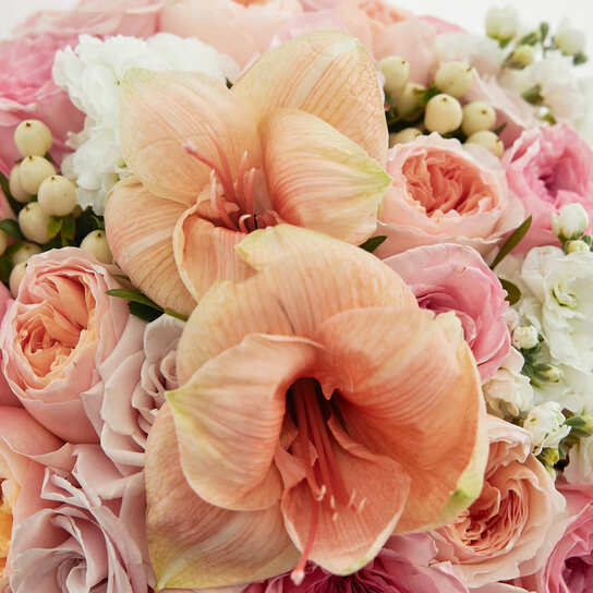 Букет "Peach Cream" шляпной коробке Grand Mini PINK