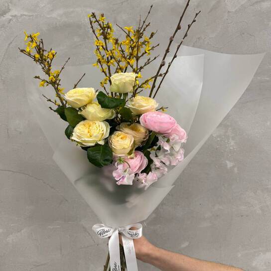 Весенний букет в корейской матовой пленке №6