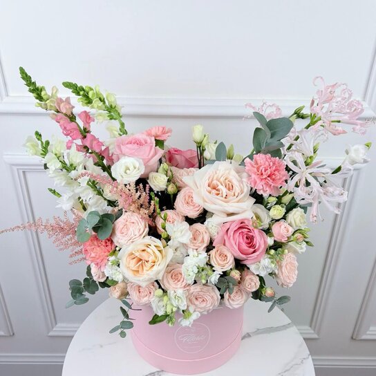 Букет "Pink Haze" в шляпной коробке Grand Mini PINK Фото 2