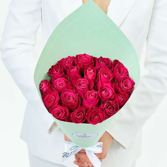Букет из 21 розы "Cherry O! Kenya" GREEN Фото 2