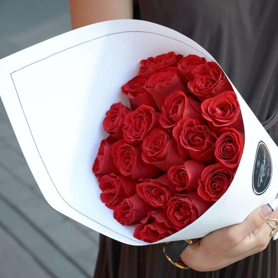 Букет из 21 розы "Red Kenya" WHITE Фото 2
