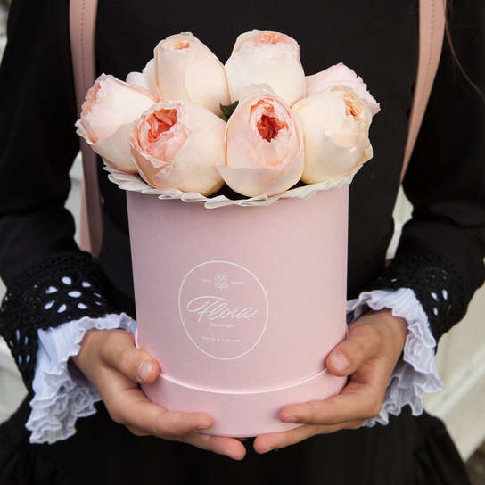 Шляпная коробка Demi "Розы Austin Juliet" PINK