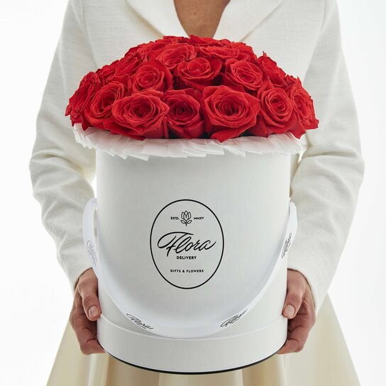 Шляпная коробка Grand "Розы Nina" WHITE