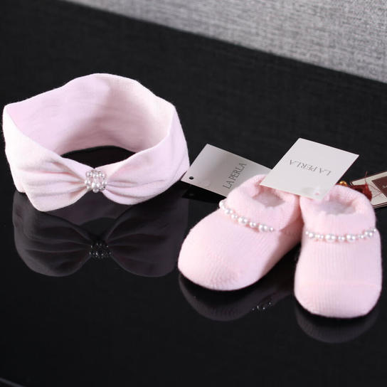 Комплект пинетки и повязка LA PERLA