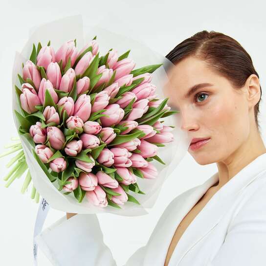 Букет из 51 тюльпана "Pink"