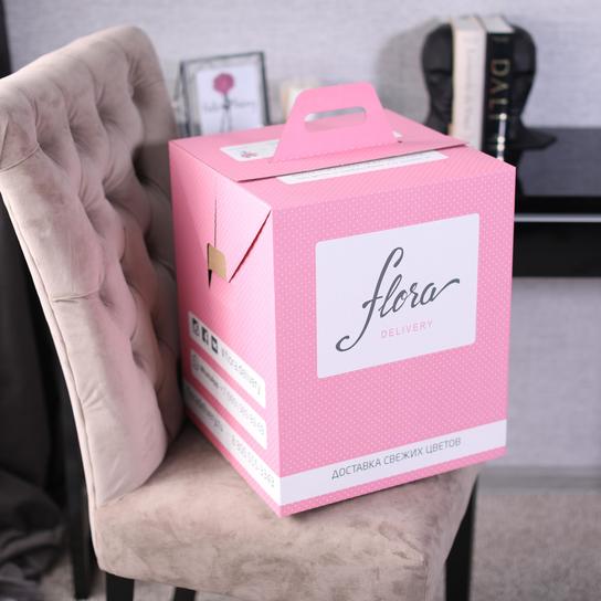 Шляпная коробка Grand "Тюльпаны Pink" WHITE