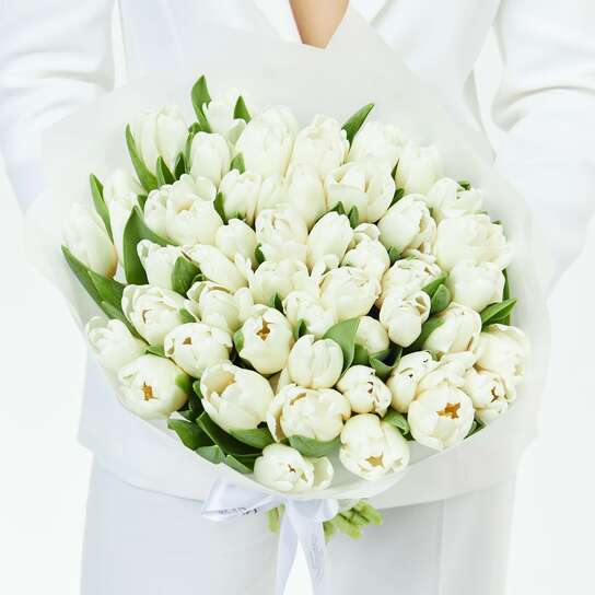 Букет из 51 тюльпана "White"