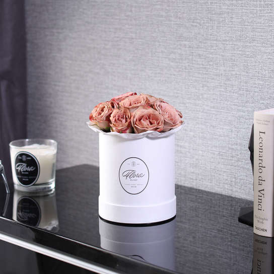 Шляпная коробка Demi "Розы Cappucino" WHITE