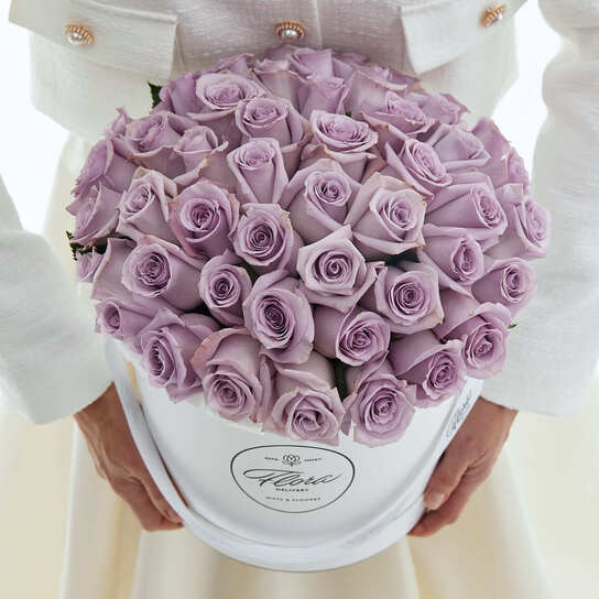 Шляпная коробка Grand "Розы Purple" WHITE