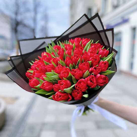Букет из 49 красного тюльпана Фото 2