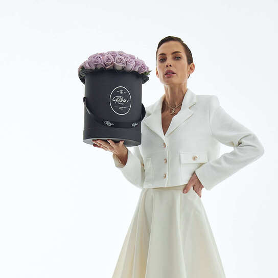 Шляпная коробка Grand "Розы Purple" BLVCK