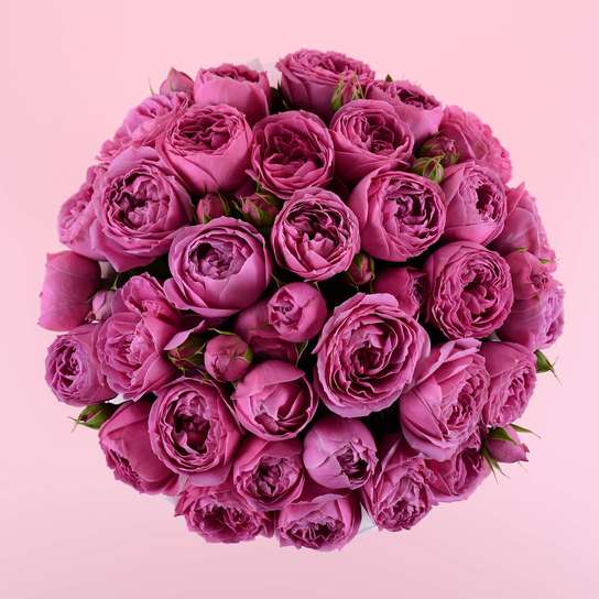 Шляпная коробка Grand "Розы Misty Bubbles" BLUE