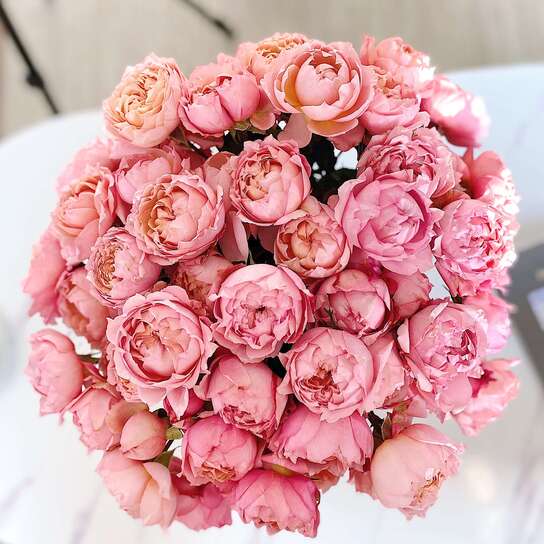 Букет из 15 кустовых роз Juliet в вазе