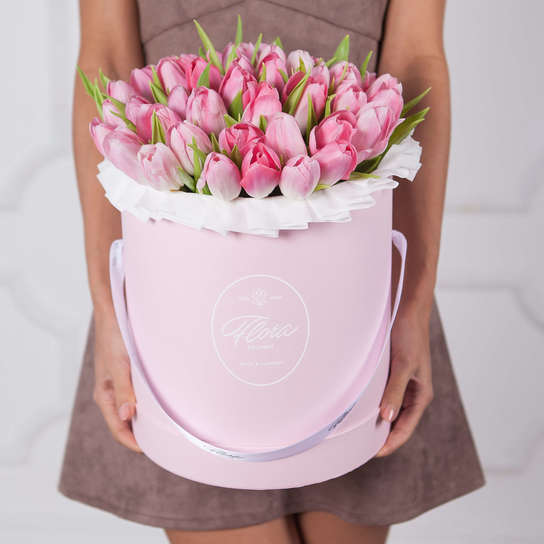 Шляпная коробка Grand "Тюльпаны Pink" PINK