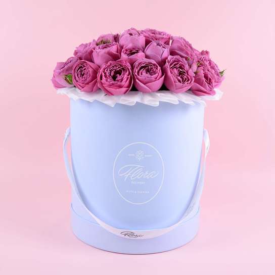 Шляпная коробка Grand "Розы Misty Bubbles" BLUE