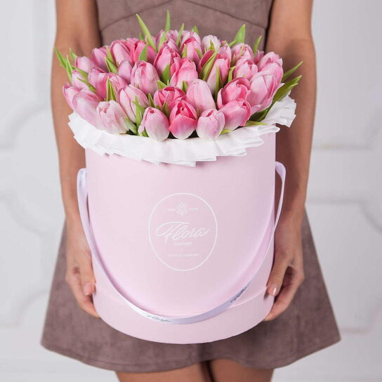 Шляпная коробка Grand "Тюльпаны Pink" PINK