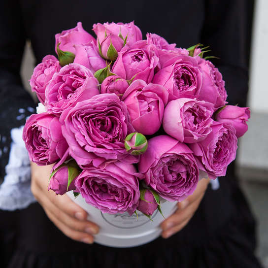 Шляпная коробка Demi "Розы Misty Bubbles" WHITE