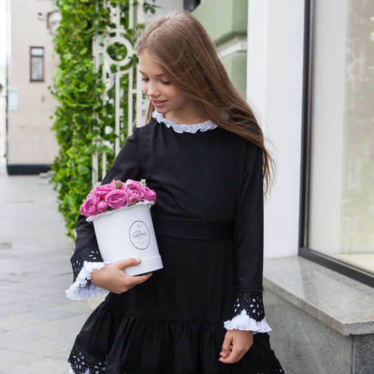 Шляпная коробка Demi "Розы Misty Bubbles" WHITE