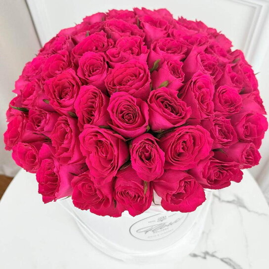 Шляпная коробка Grand с малиновыми розами WHITE Фото 2